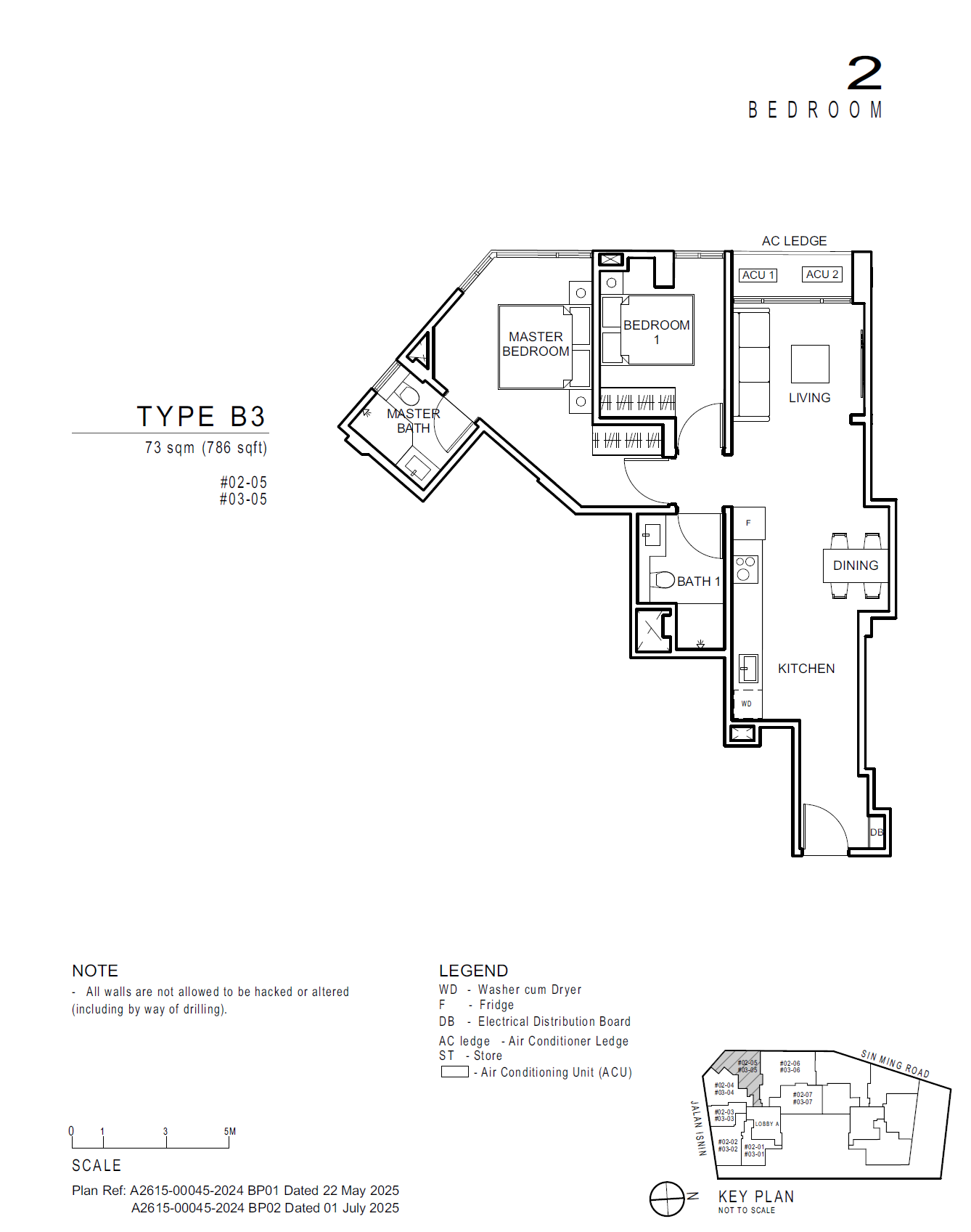 Floor plan of Artisan 8 type B3, 2-Bedroom, 786 sq ft