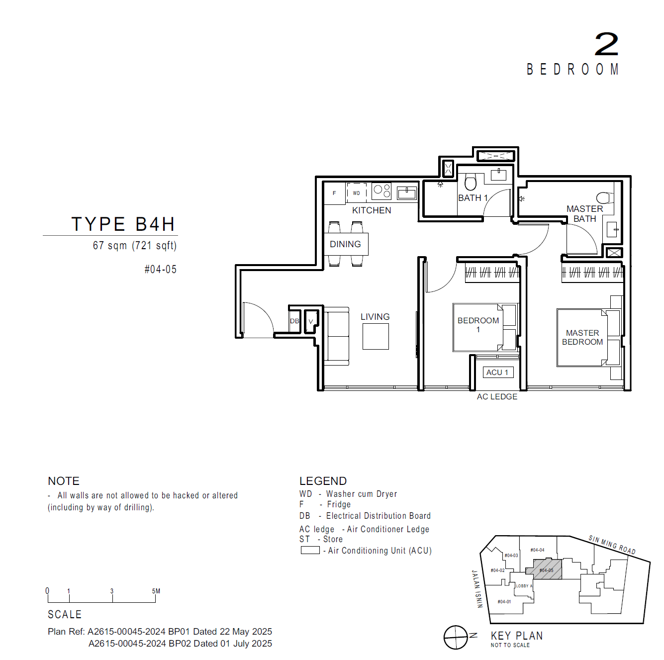Floor plan of Artisan 8 type B4H, 2-Bedroom, 721 sq ft