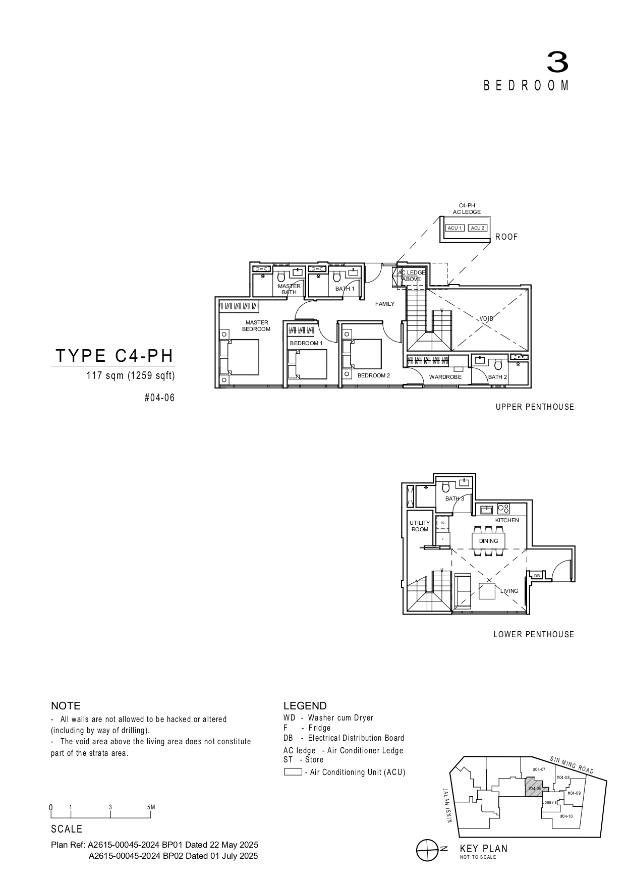 Floor plan of Artisan 8 type C4-PH, 3-Bedroom, 1,259 sq ft