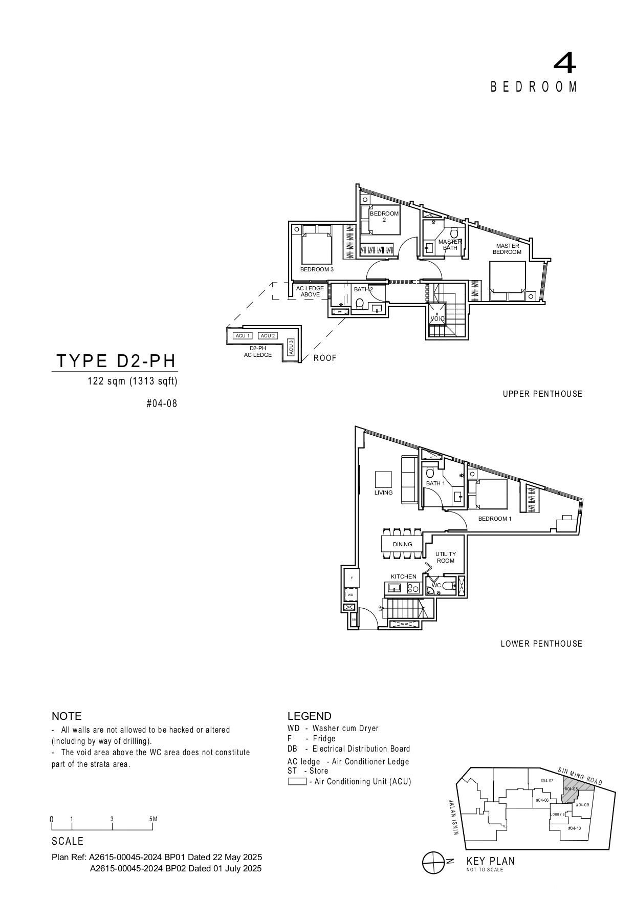 Floor plan of Artisan 8 type D2-PH, 4-Bedroom, 1,313 sq ft