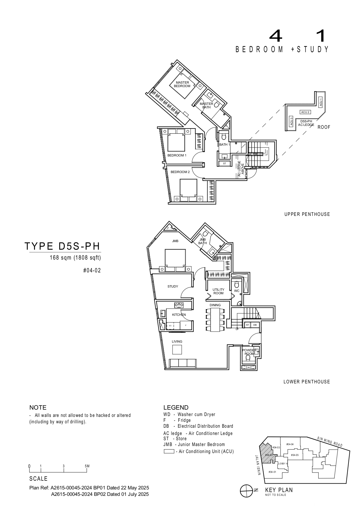 Floor plan of Artisan 8 type D5S-PH, 4-Bedroom, 1,808 sq ft