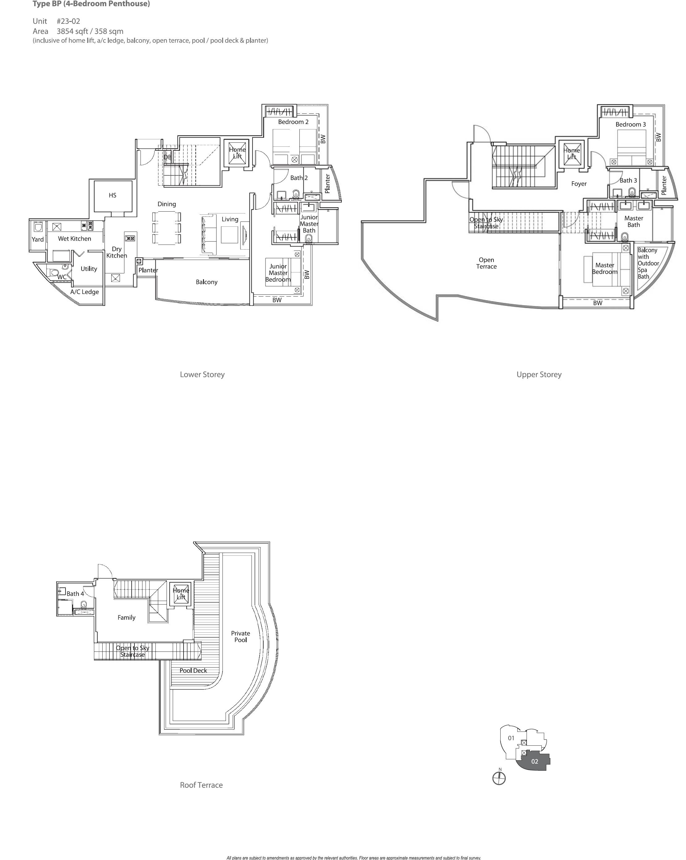 Floor plan of Lucida type BP, 4-Bedroom, 3,854 sq ft