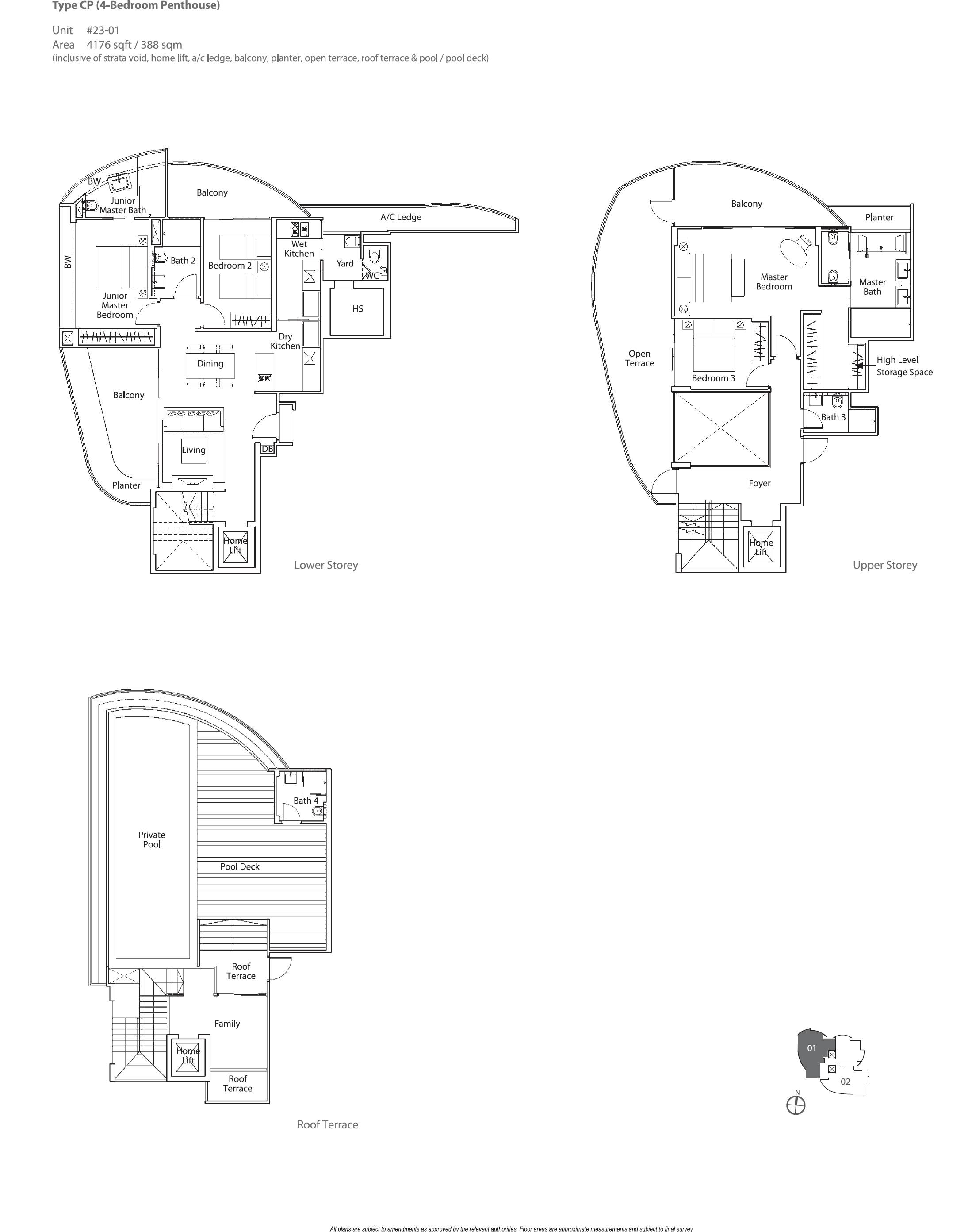 Floor plan of Lucida type CP, 4-Bedroom, 4,176 sq ft
