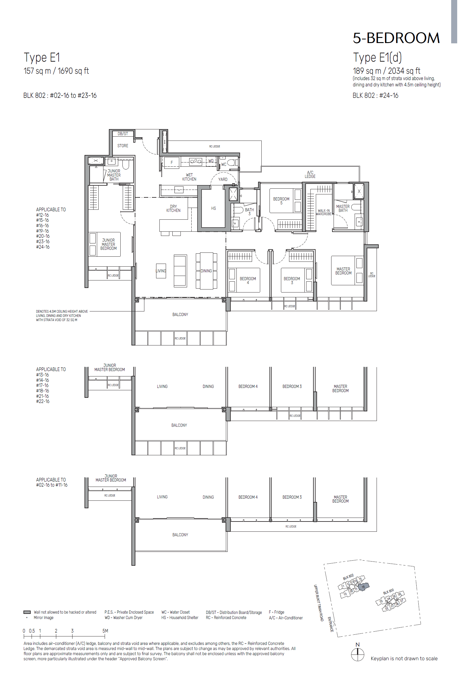 Floor plan of The Myst type E1, 5-Bedroom, 1,690 sq ft