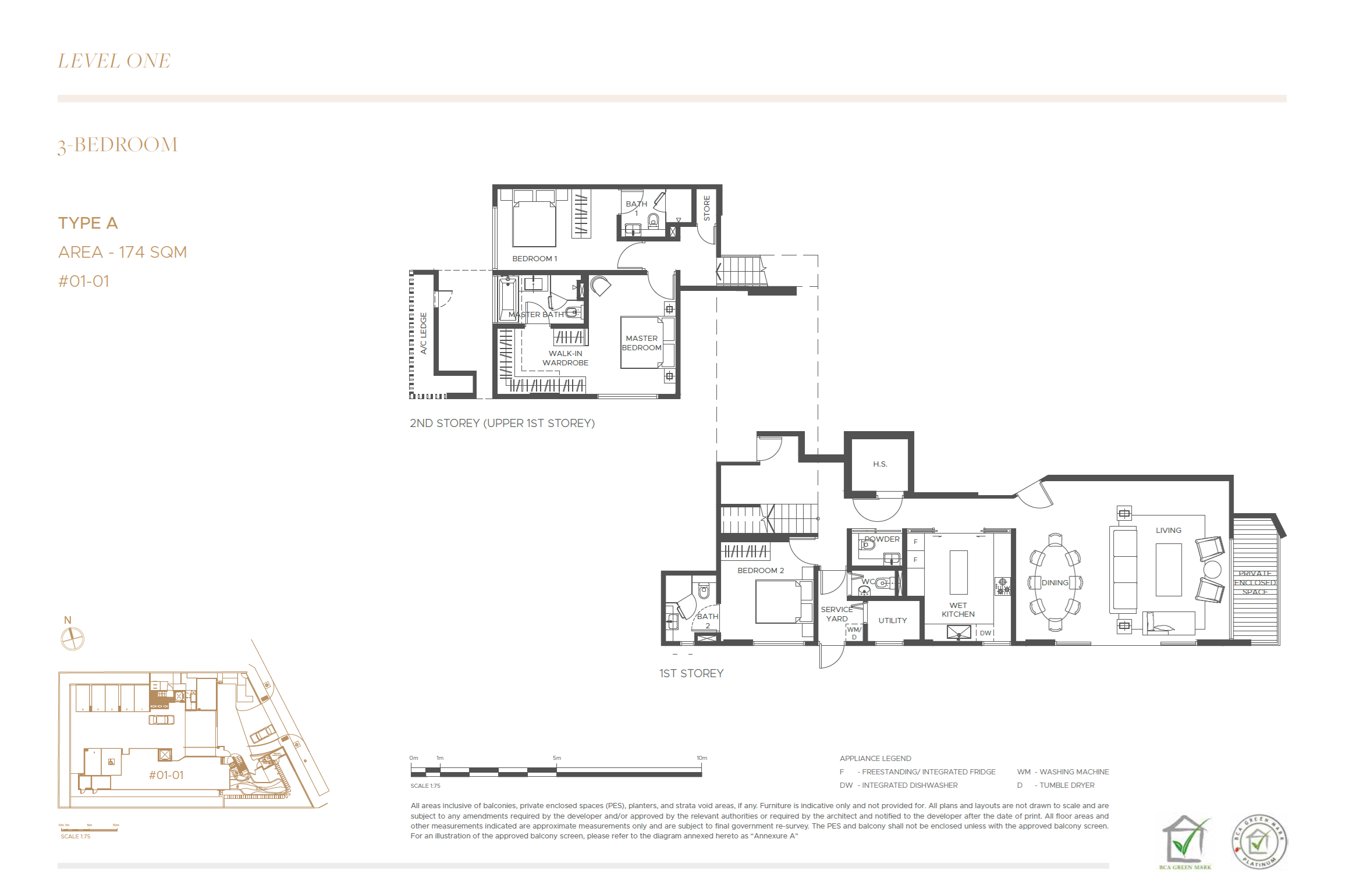 Floor plan of The Giverny Residences type A, 3-Bedroom, 1,873 sq ft