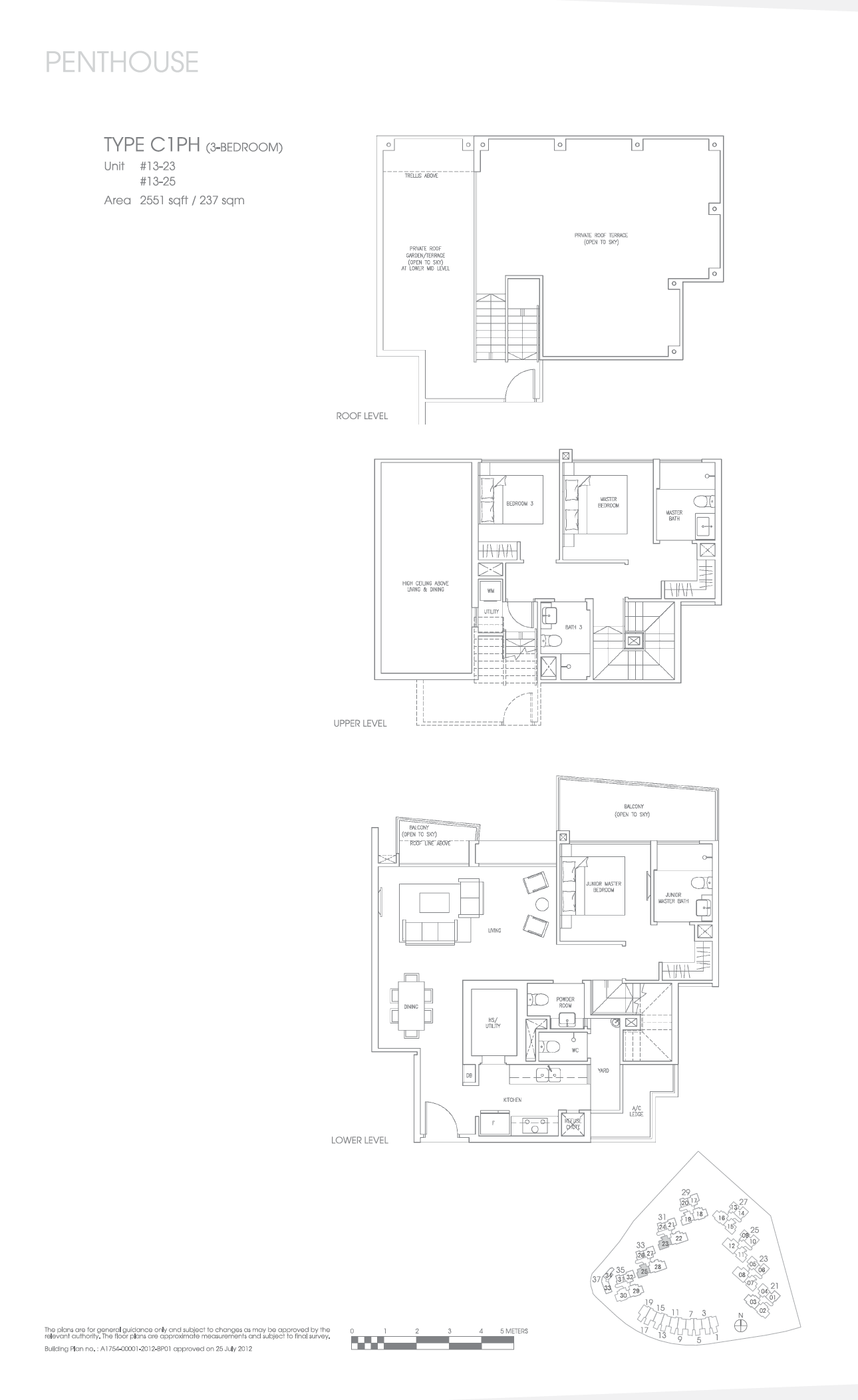 Floor plan of Skies Miltonia type C1PH, Penthouse, 2,551 sq ft