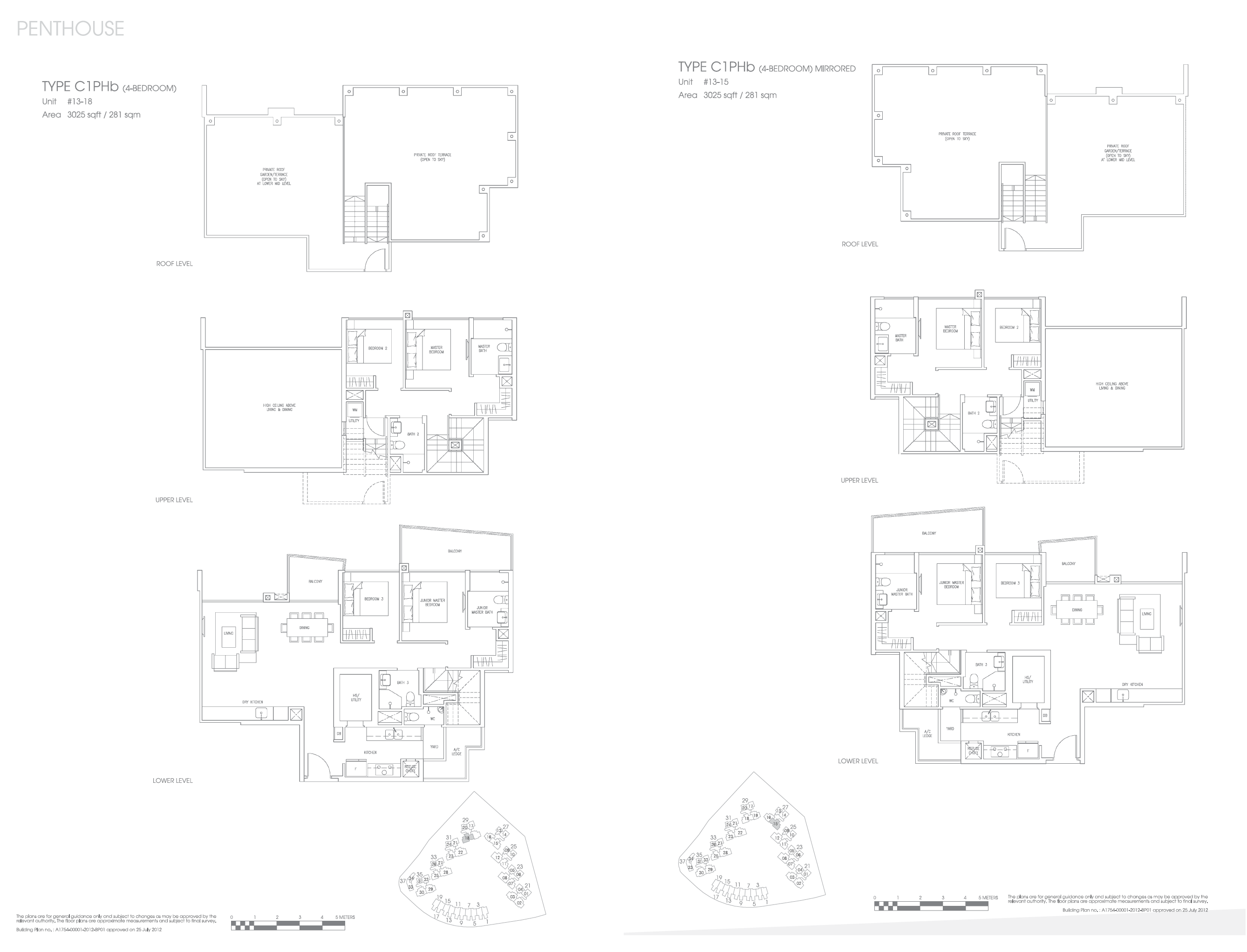 Floor plan of Skies Miltonia type C1PHb, Penthouse, 3,025 sq ft