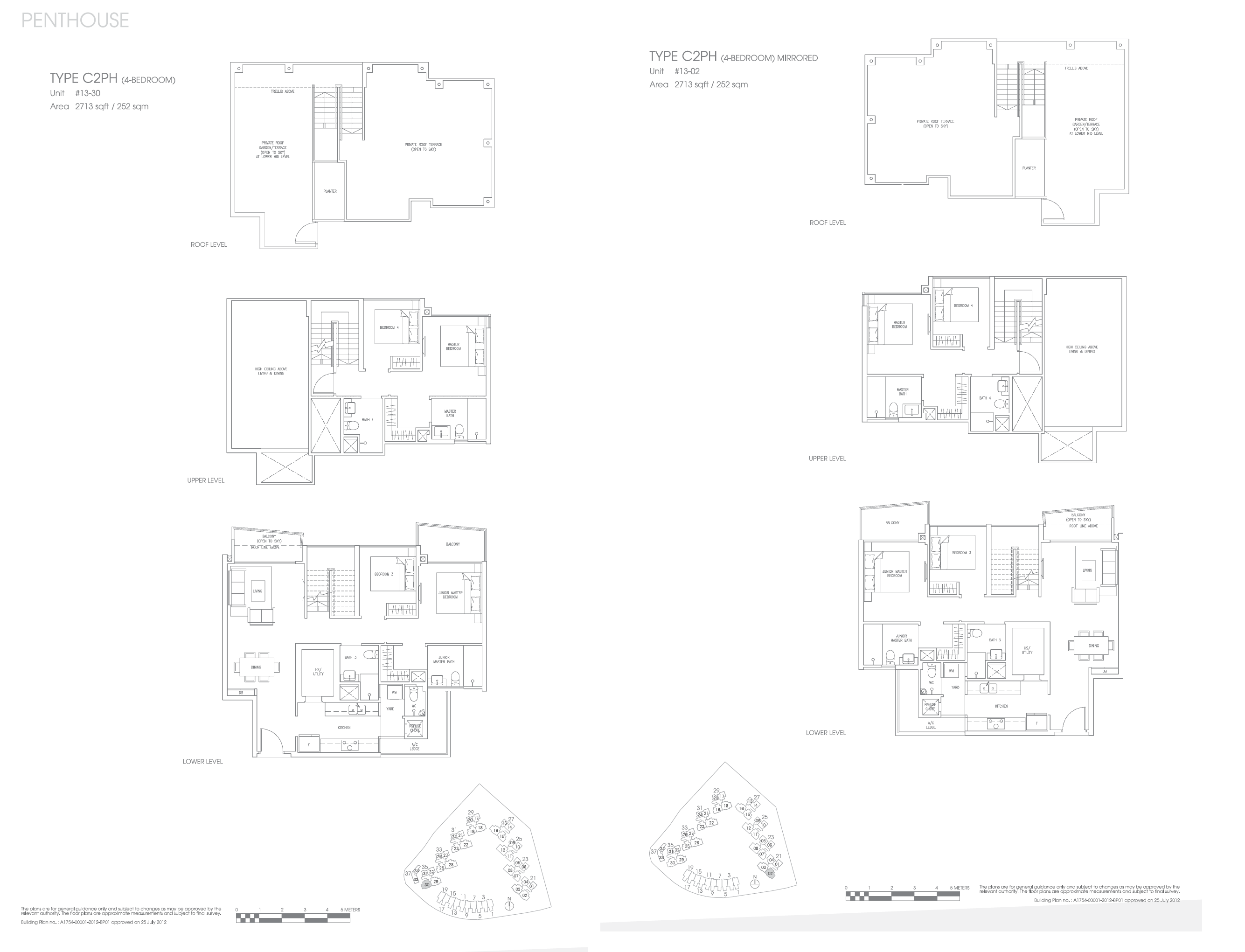 Floor plan of Skies Miltonia type C2PH, Penthouse, 2,713 sq ft