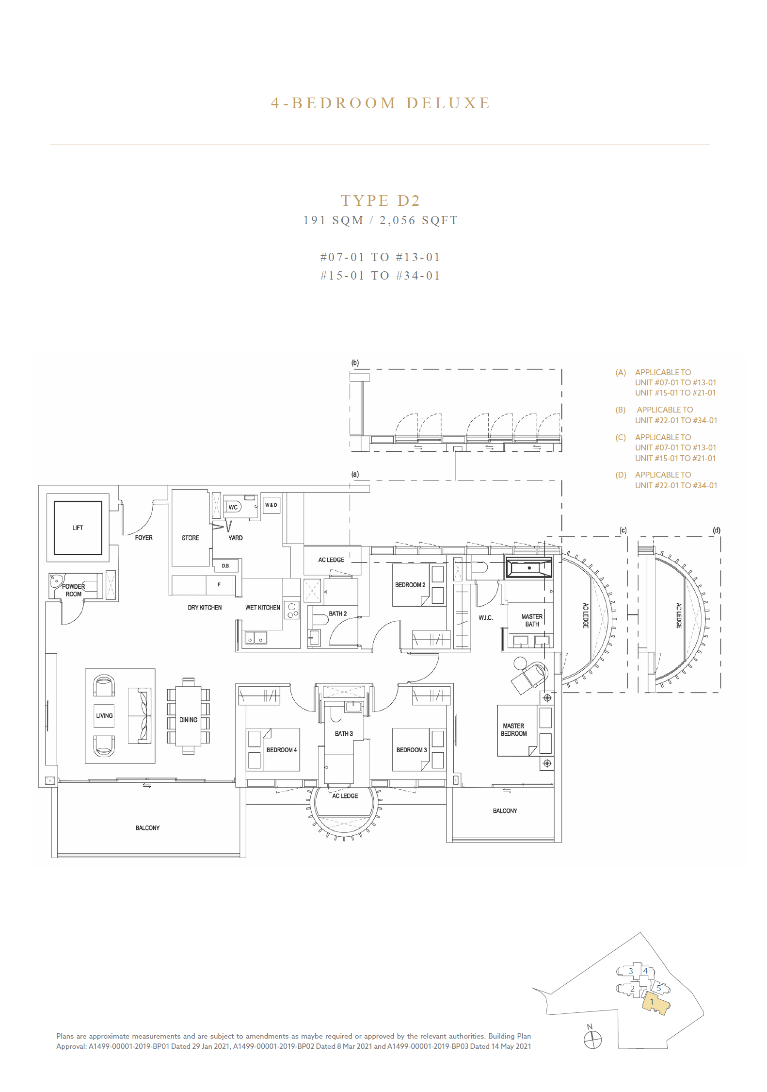 Floor plan of Klimt Cairnhill type D2, 4-Bedroom, 2,056 sq ft