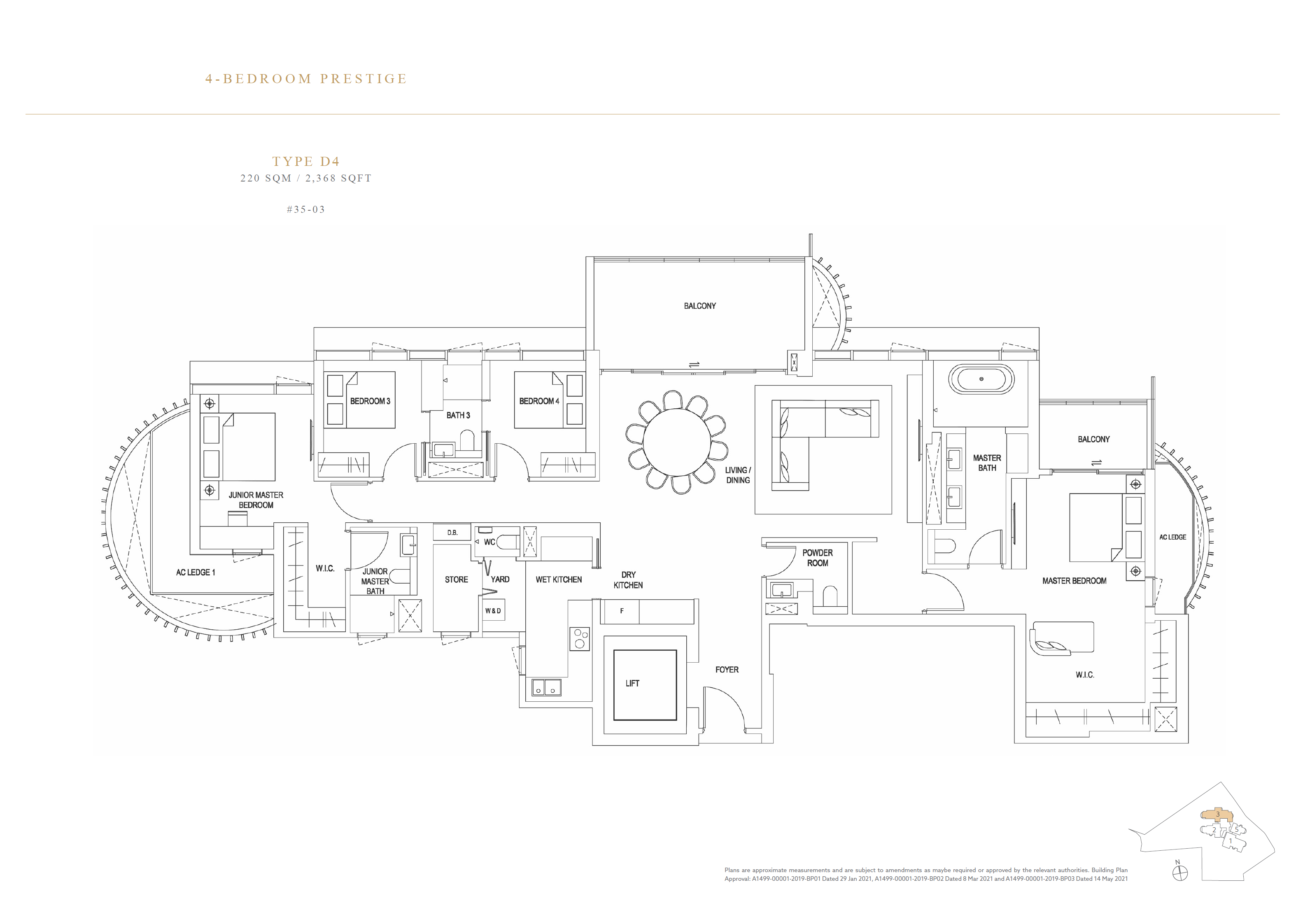 Floor plan of Klimt Cairnhill type D4, 4-Bedroom, 2,368 sq ft