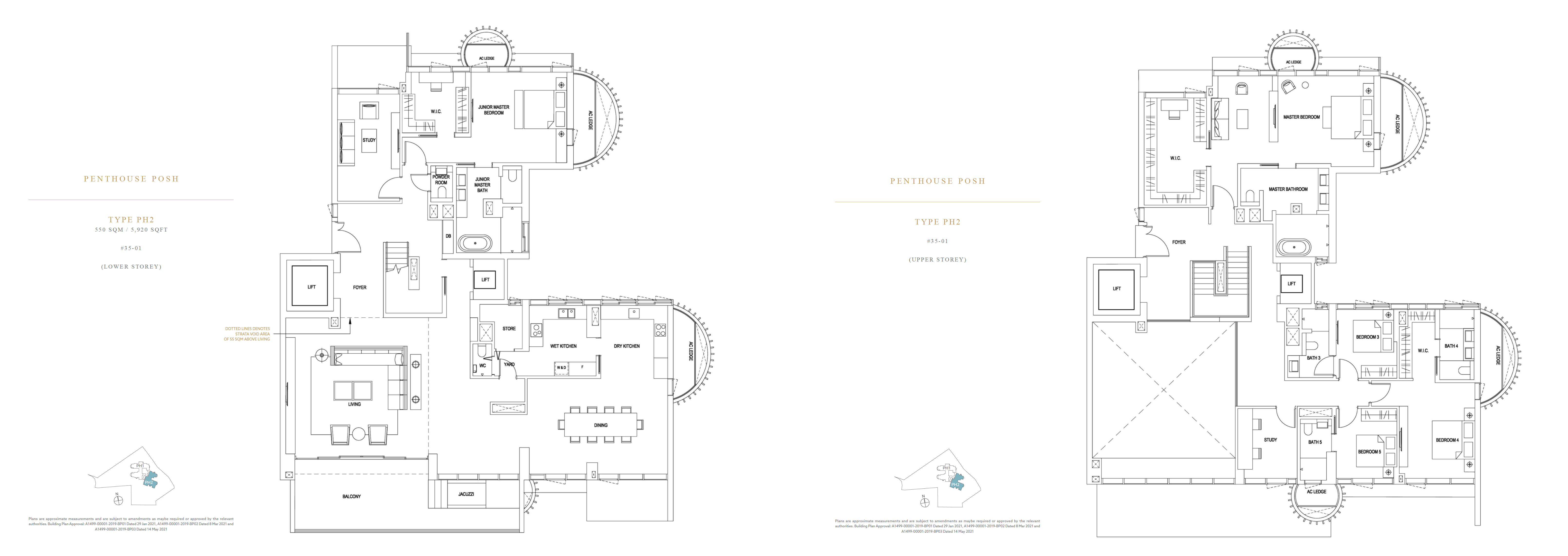 Floor plan of Klimt Cairnhill type Penthouse, 5-Bedroom, 5,920 sq ft