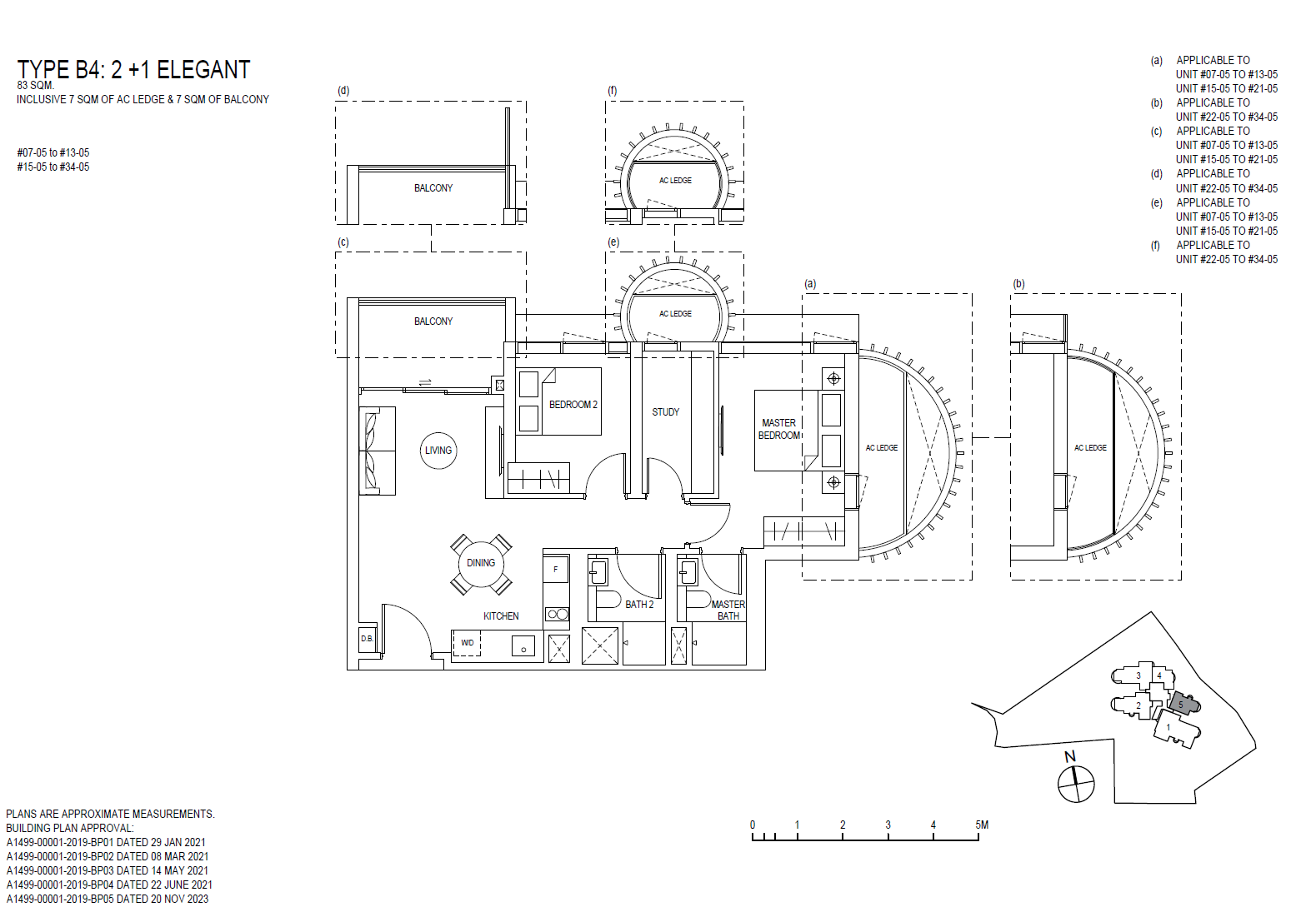 Floor plan of Klimt Cairnhill type B4, 2-Bedroom + Study, 893 sq ft