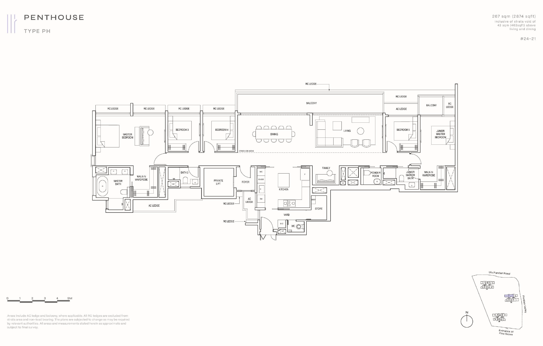 Floor plan of Pinetree Hill type Penthouse, Penthouse, 2,874 sq ft