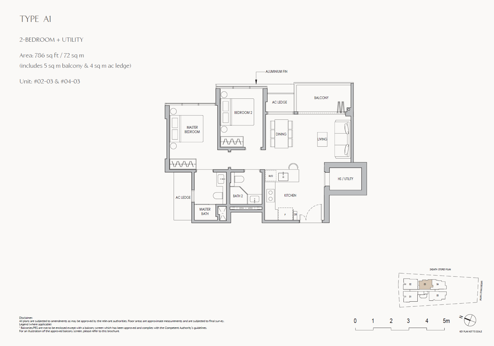 Floor plan of The Shorefront type A1, 2-Bedroom, 775 sq ft