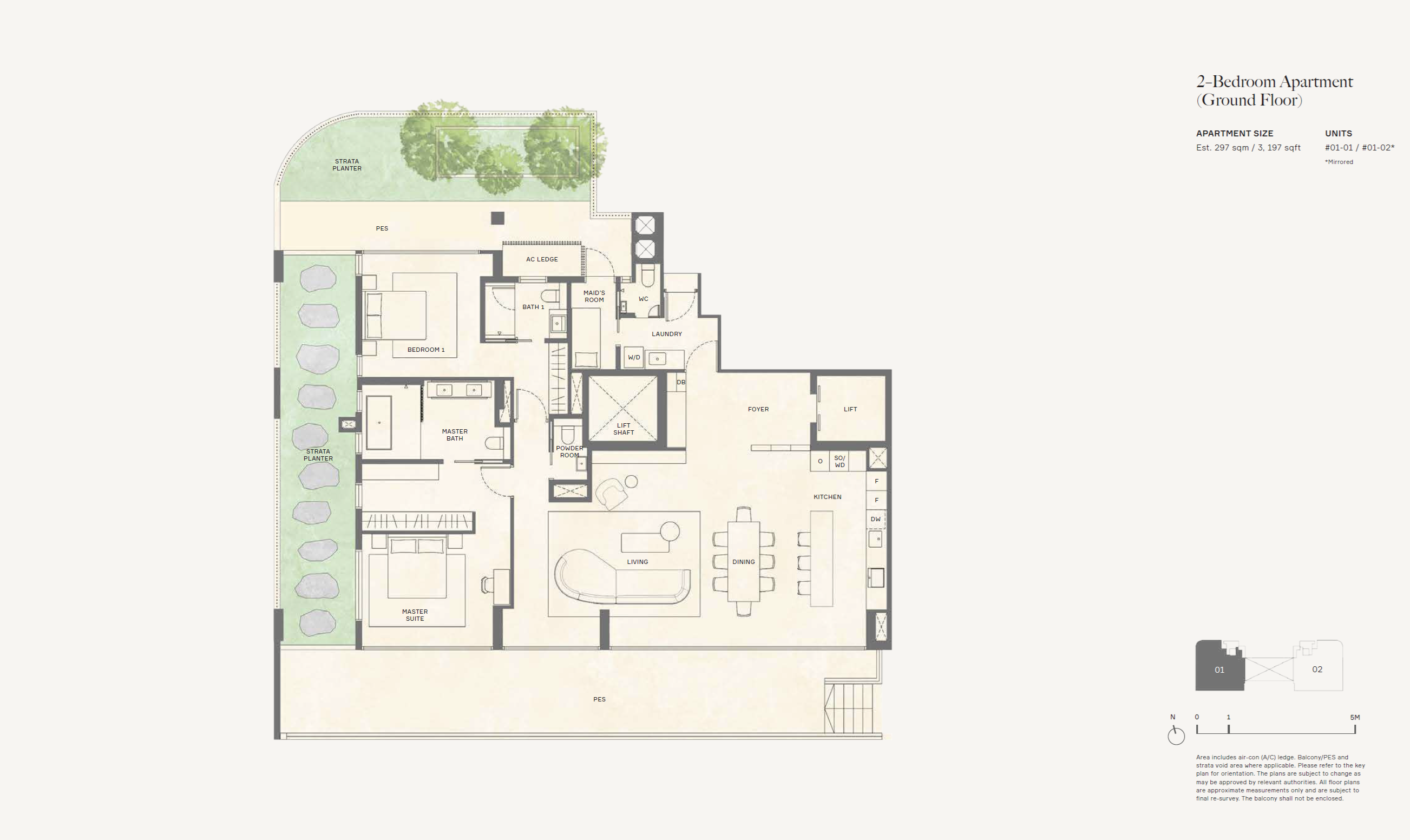 Floor plan of 21 Anderson type Ground floor, 2-Bedroom, 3,197 sq ft