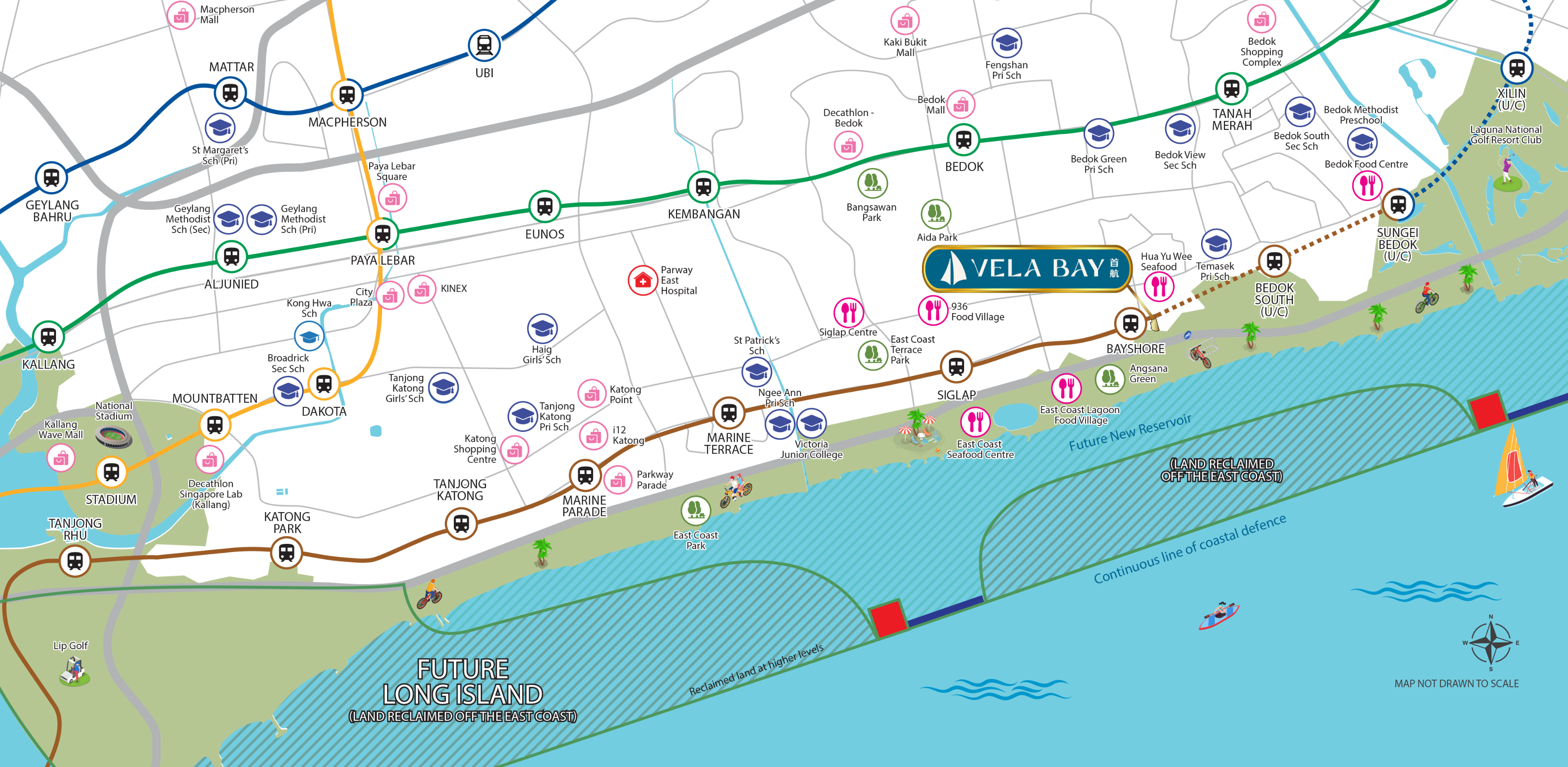 Bayshore precinct location map — direct link to Bayshore MRT (TEL)