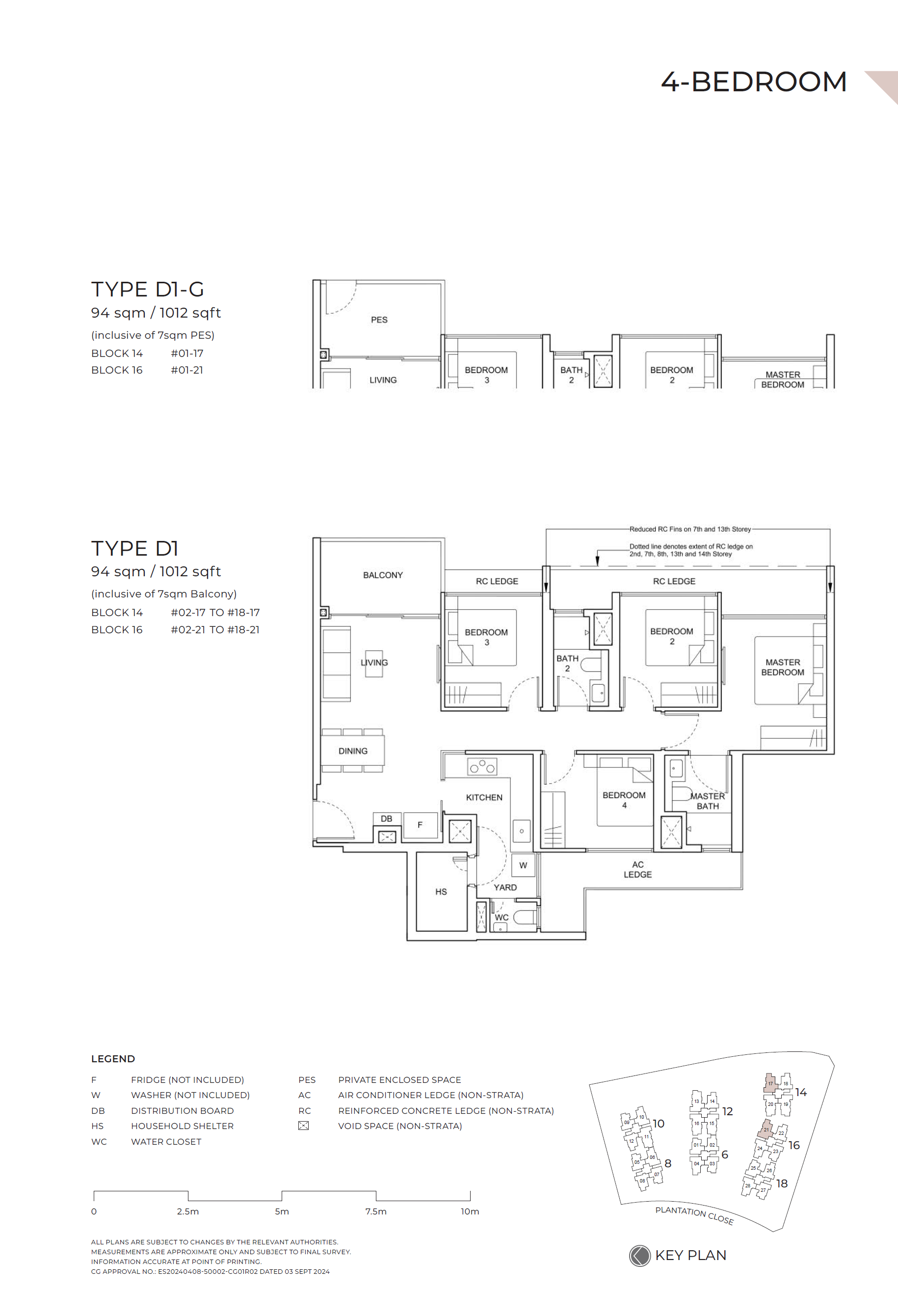 Floor plan of Novo Place (EC) type D1, 4-Bedroom, 1,012 sq ft