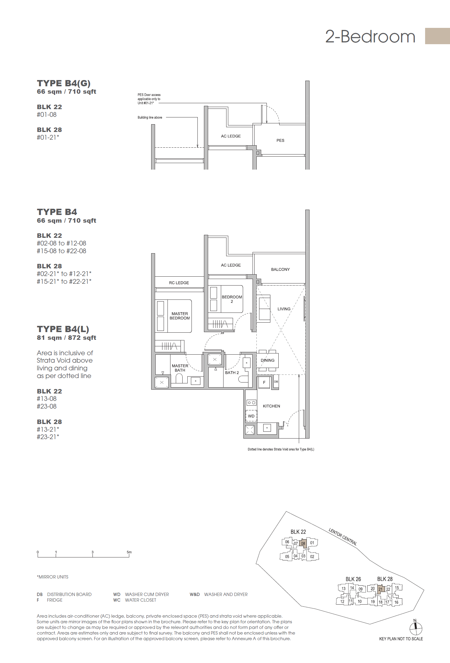 Floor plan of Hillock Green type B4, 2-Bedroom, 710 sq ft