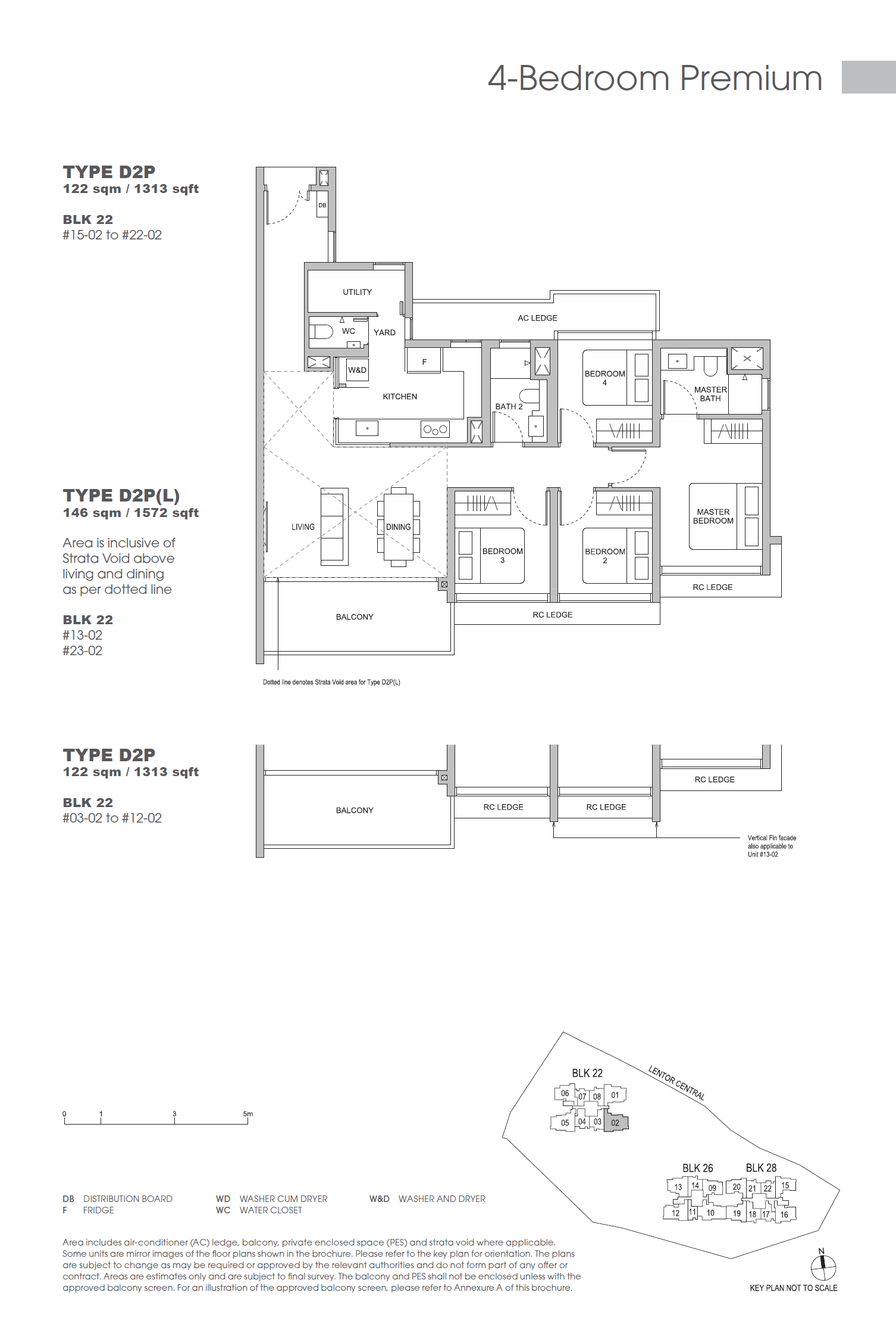 Floor plan of Hillock Green type D2P, 4-Bedroom, 1,313 sq ft