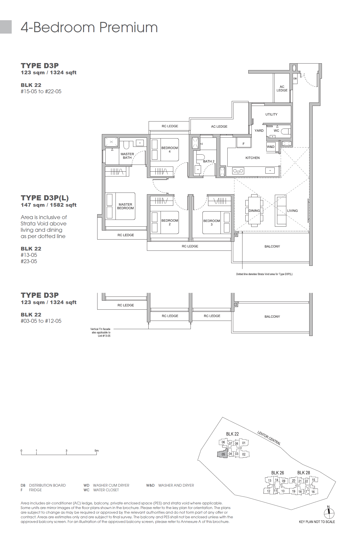 Floor plan of Hillock Green type D3P, 4-Bedroom, 1,324 sq ft