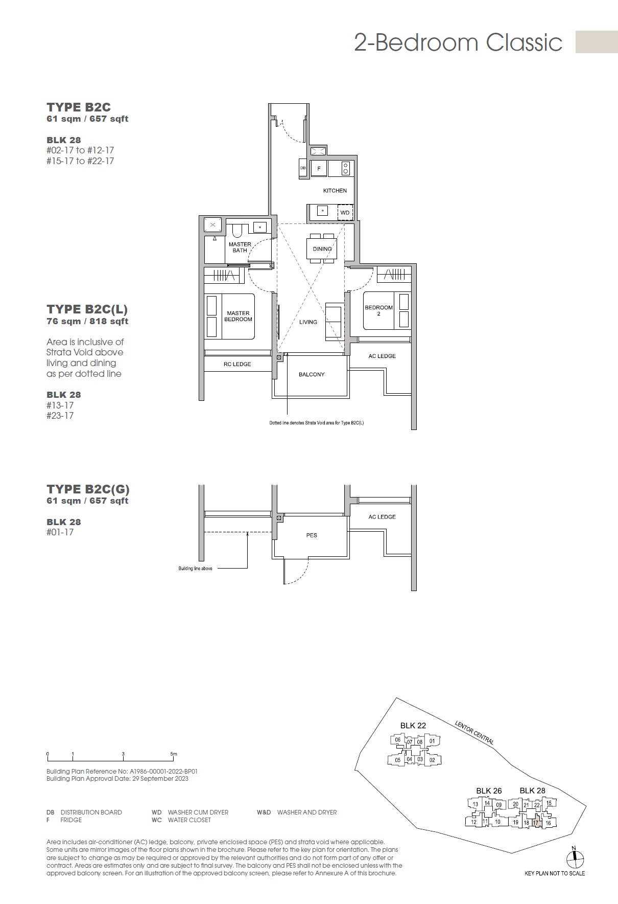 Floor plan of Hillock Green type B2C, 2-Bedroom, 657 sq ft